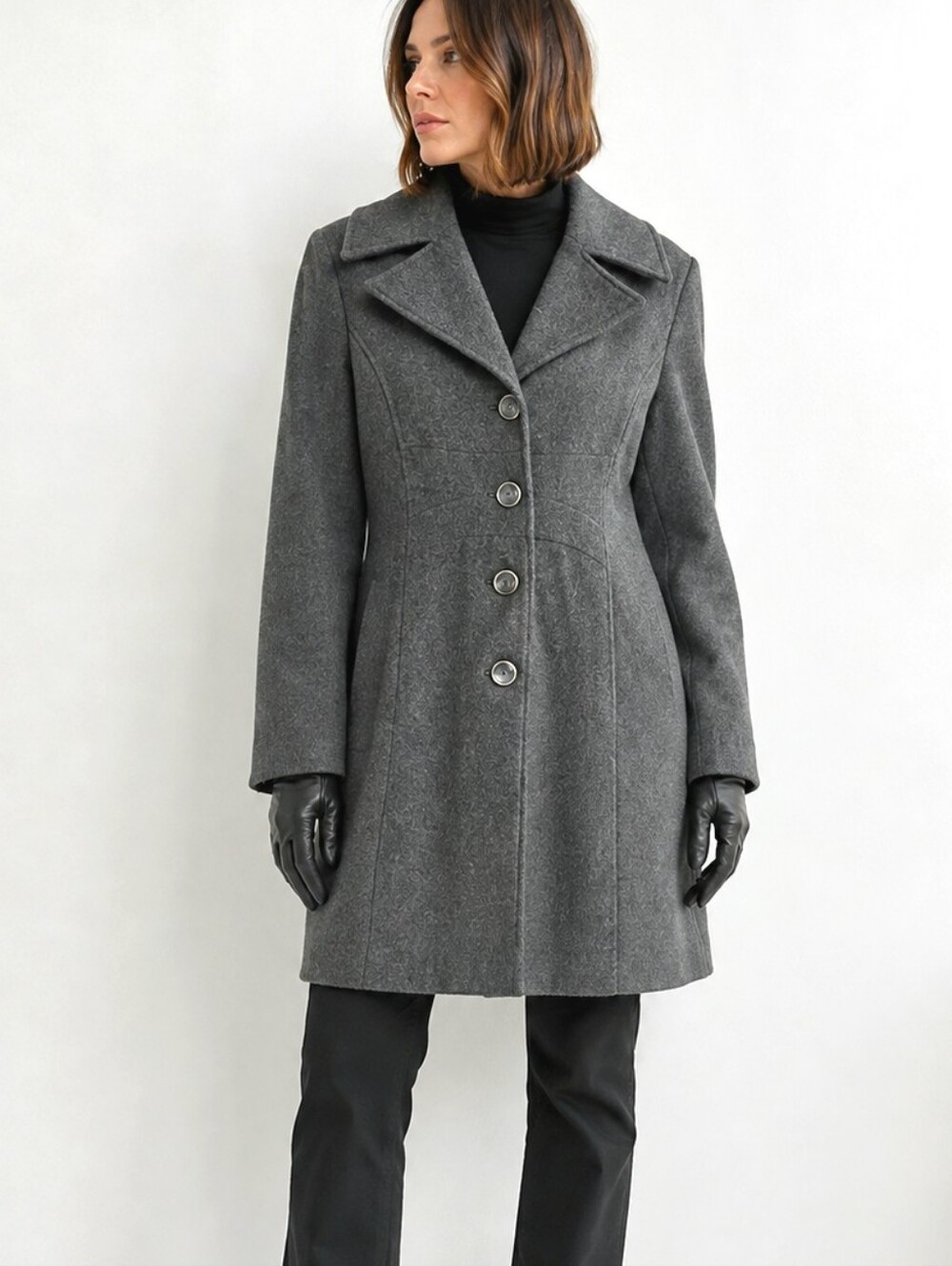 Nine West long gray wool coat